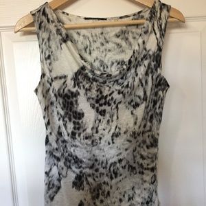 Elie Tahari White Black Animal Print Top XS